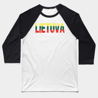 Lietuva Lithuanian Flag Distressed Souvenir Baseball T-Shirt